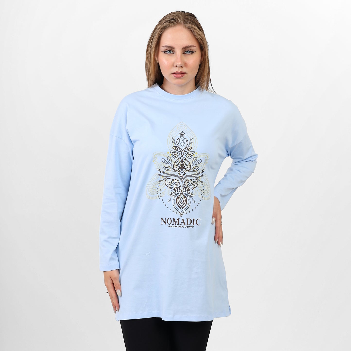 Long Sleeve T-Shirt -2653-BABYBLUE