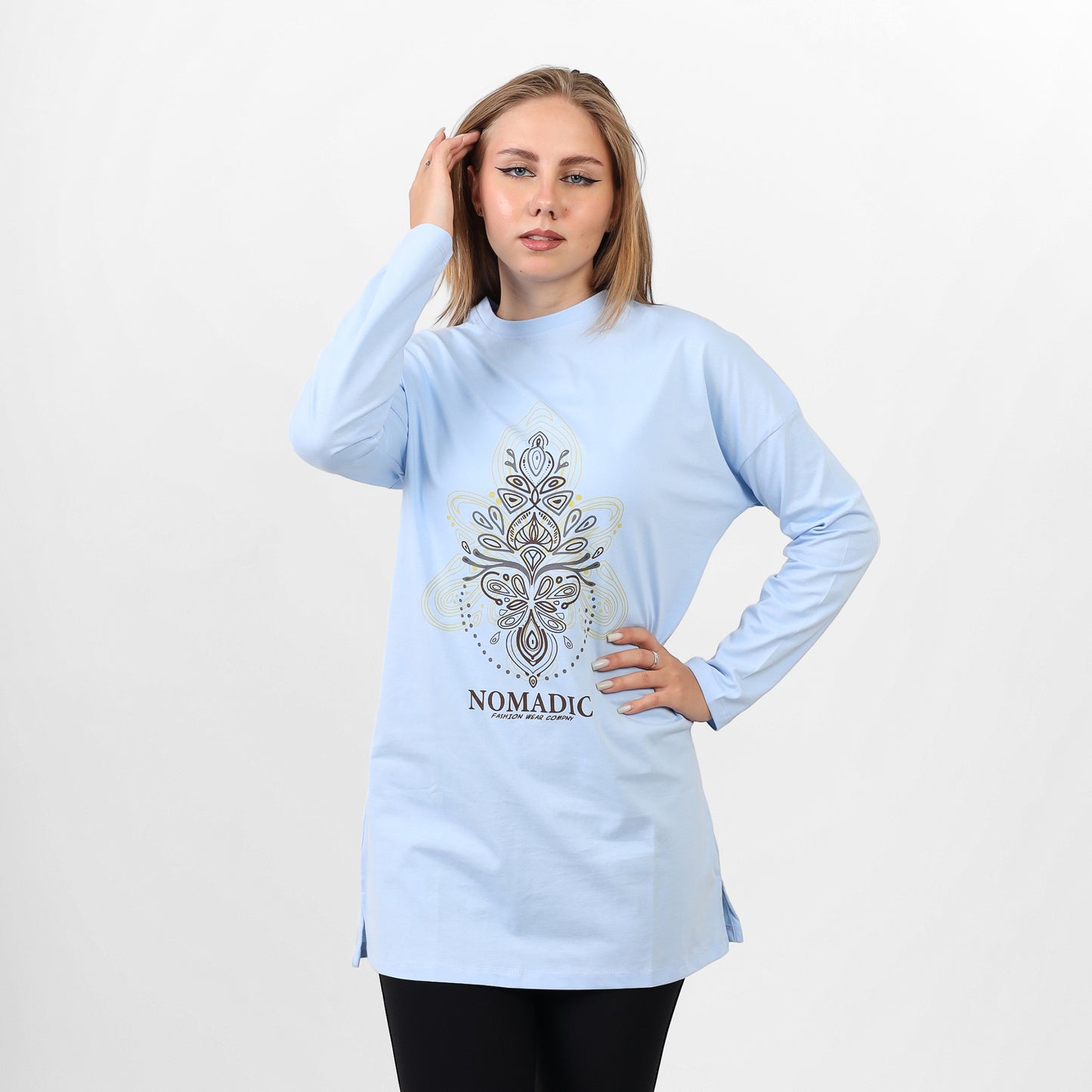 Long Sleeve T-Shirt -2653-BABYBLUE