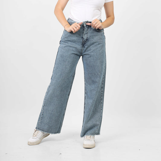 Pants wide leg-9540-MEDIUM BLUE